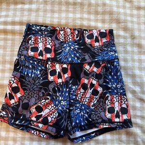 Combat Iron Apparel women’s bike shorts 4in Patriotic Skull Print
